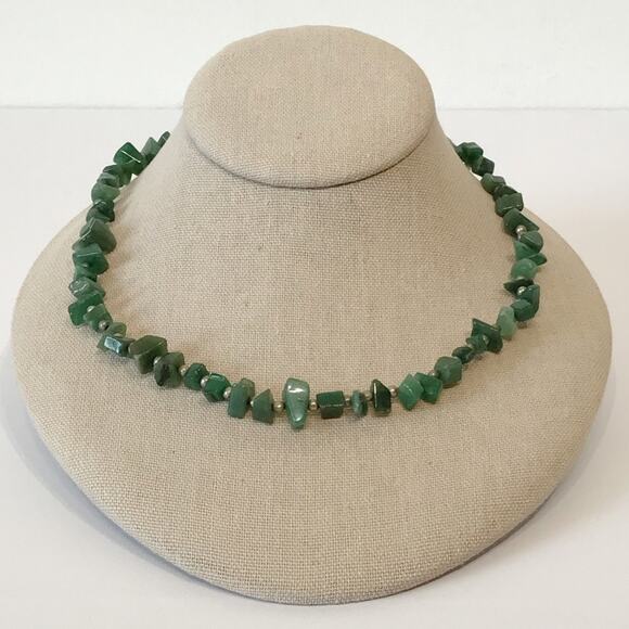 Green Jade Jadeite Necklace Uncut Chunk Stones Barrel Clasp - Picture 6 of 16